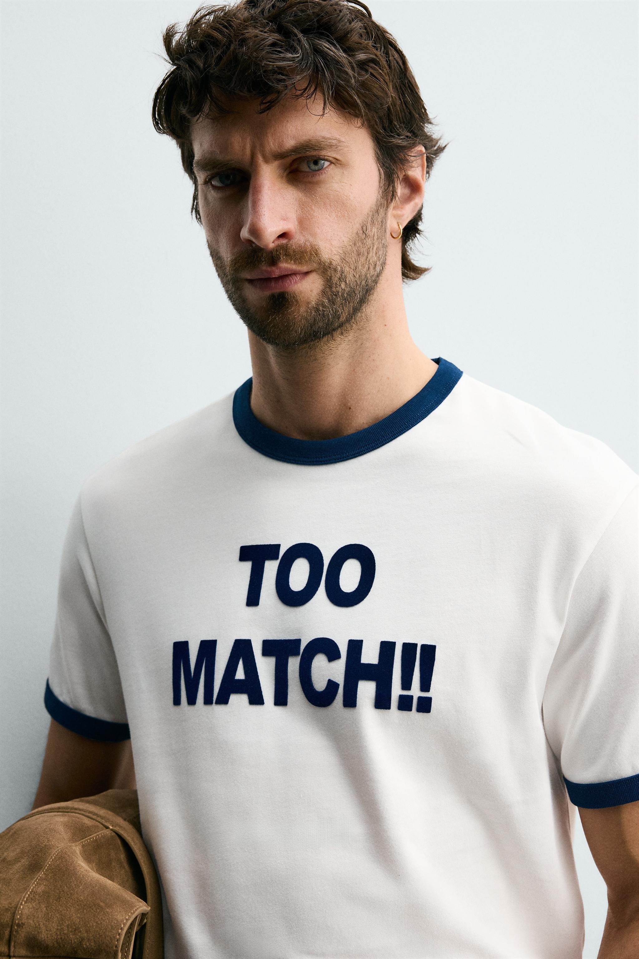CONTRAST RIB TEXT T-SHIRT